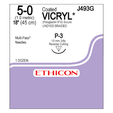 Absorbable Sutures - Undyed Braided, 5-0, single-armed P-3 needle